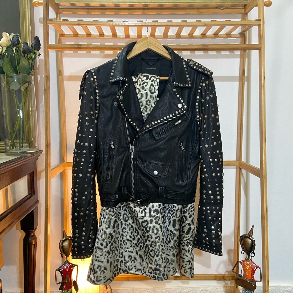 MAISON SCOTCH VINTAGE STUDDED LEATHER JACKET  . Size - M - Picture 11 of 17